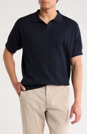 Frey's Crescent Rib Cotton Sweater Polo