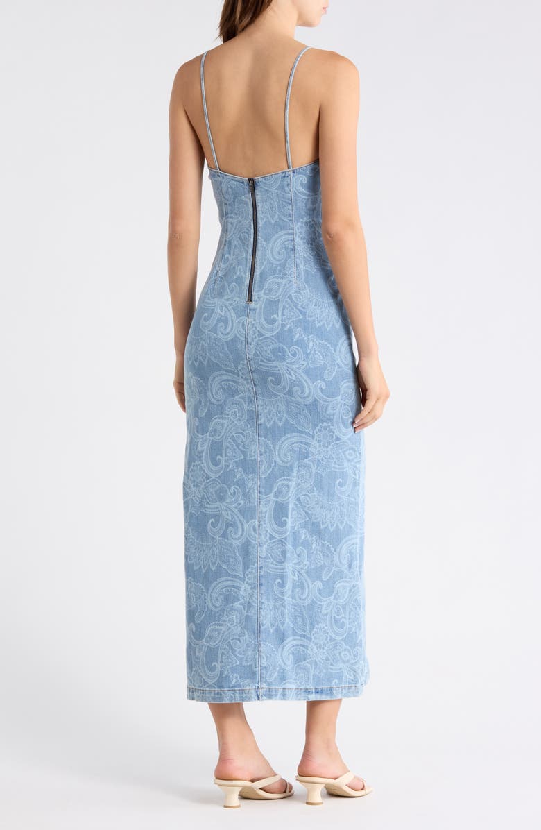 Alice + Olivia Juliette Denim Slipdress, Alternate, color, Laser Paisley