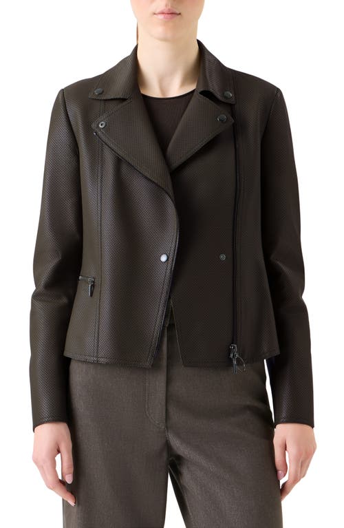 Akris Punto Pin Dot Lambskin Leather Biker Jacket In Brown