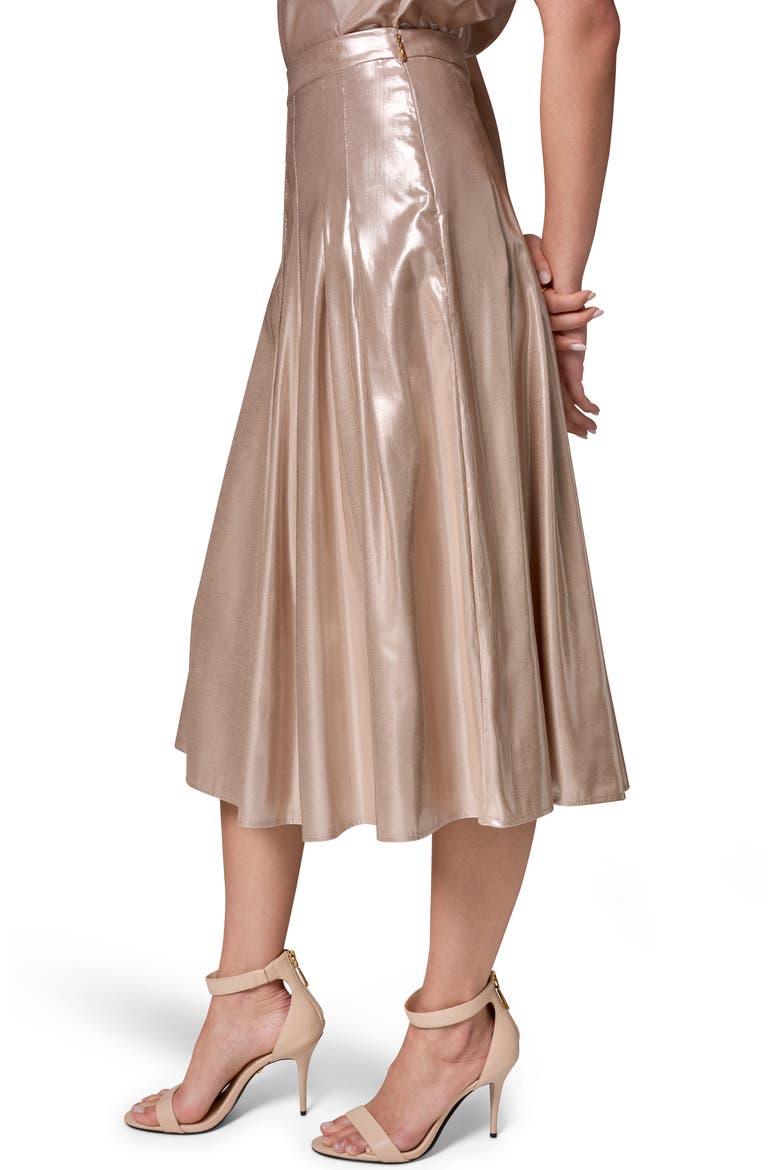 Shine Pleated Midi Skirt, Alternate, color, SNOW PETAL/ SILVER