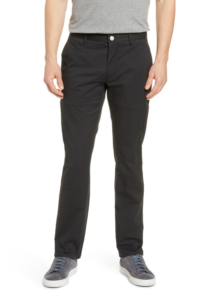 Tailored Fit Washed Stretch Cotton Chinos, Main, color, JET BLACK