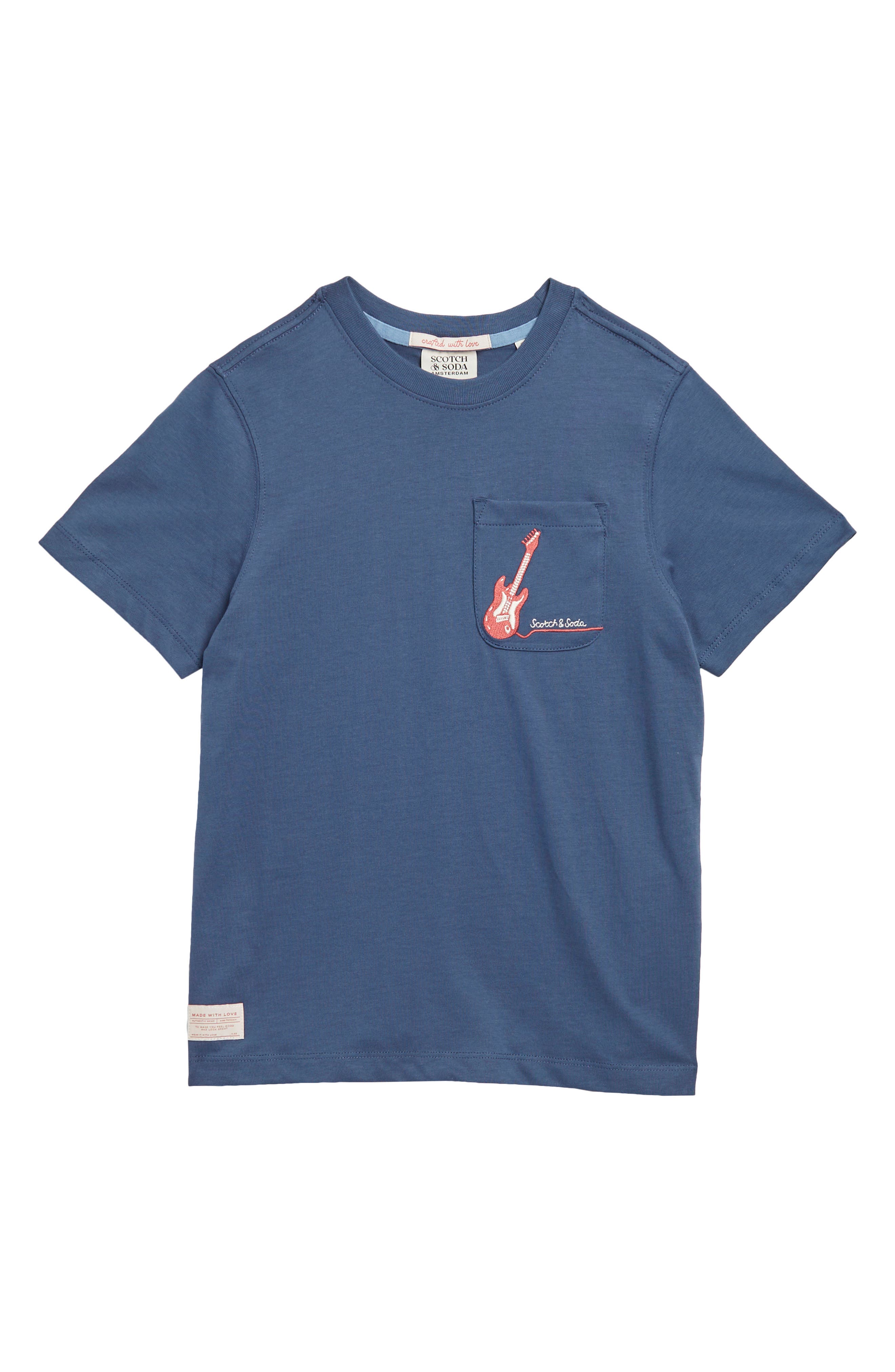 Scotch & Soda Kids' Embroidered Guitar Pocket T-Shirt