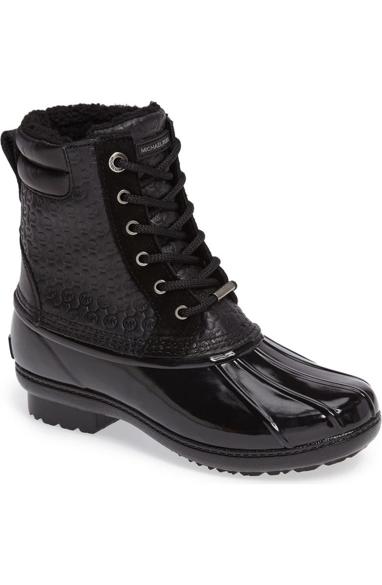 MICHAEL Michael Kors Easton Lace-Up Faux Shearling Lined Duck Boot, Main, color,