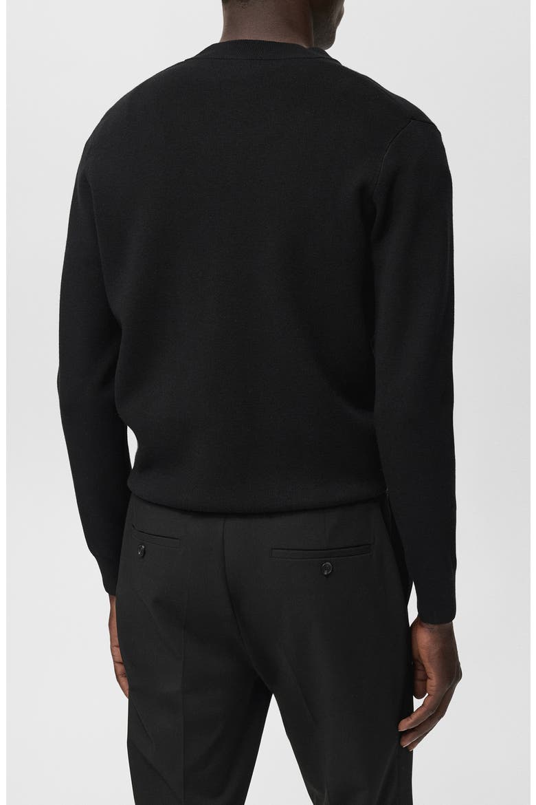Crewneck Zip Cardigan, Alternate, color, BLACK