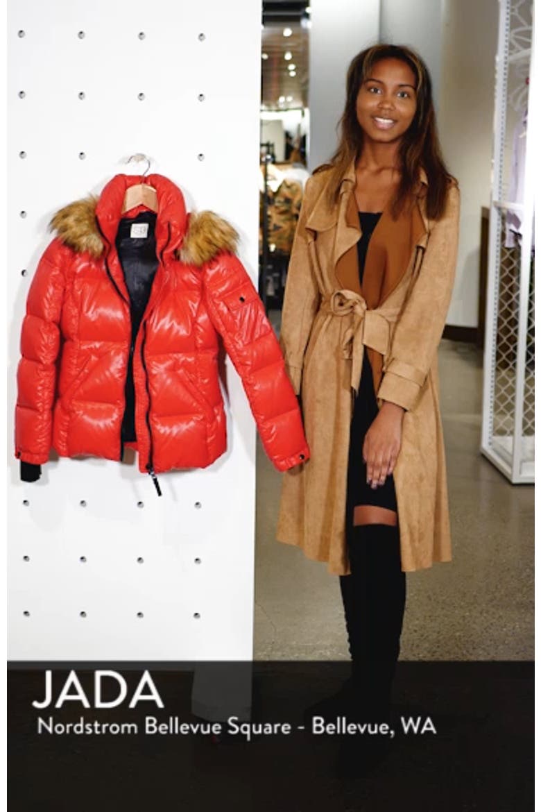 S13/NYC Kylie Faux Fur Trim Gloss Puffer Jacket video