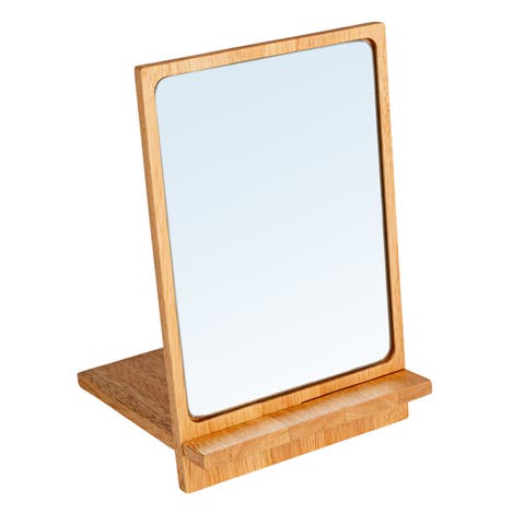 Rubberwood Reflections Desk Mirror