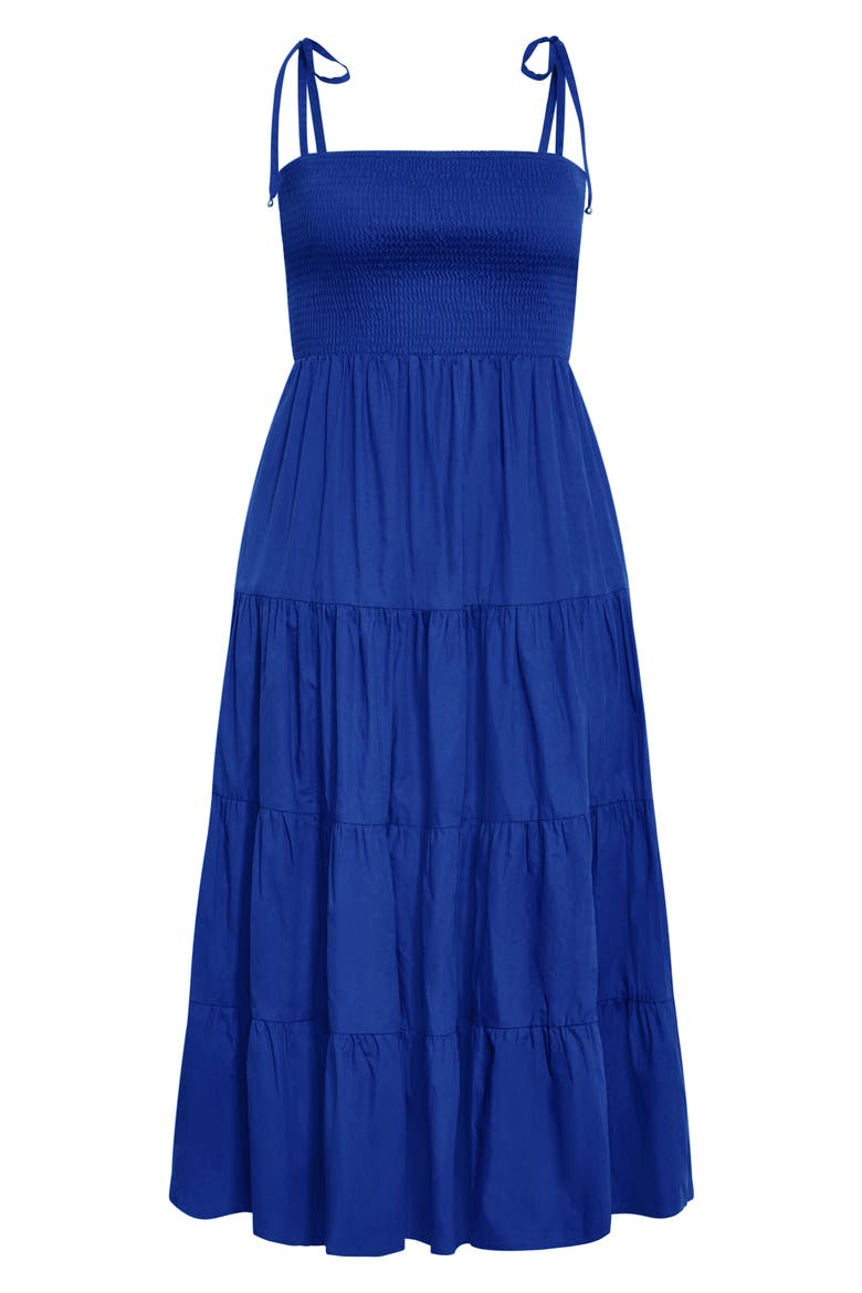 Marli Tie Strap Tiered Cotton Maxi Dress, Alternate, color, LAPIS