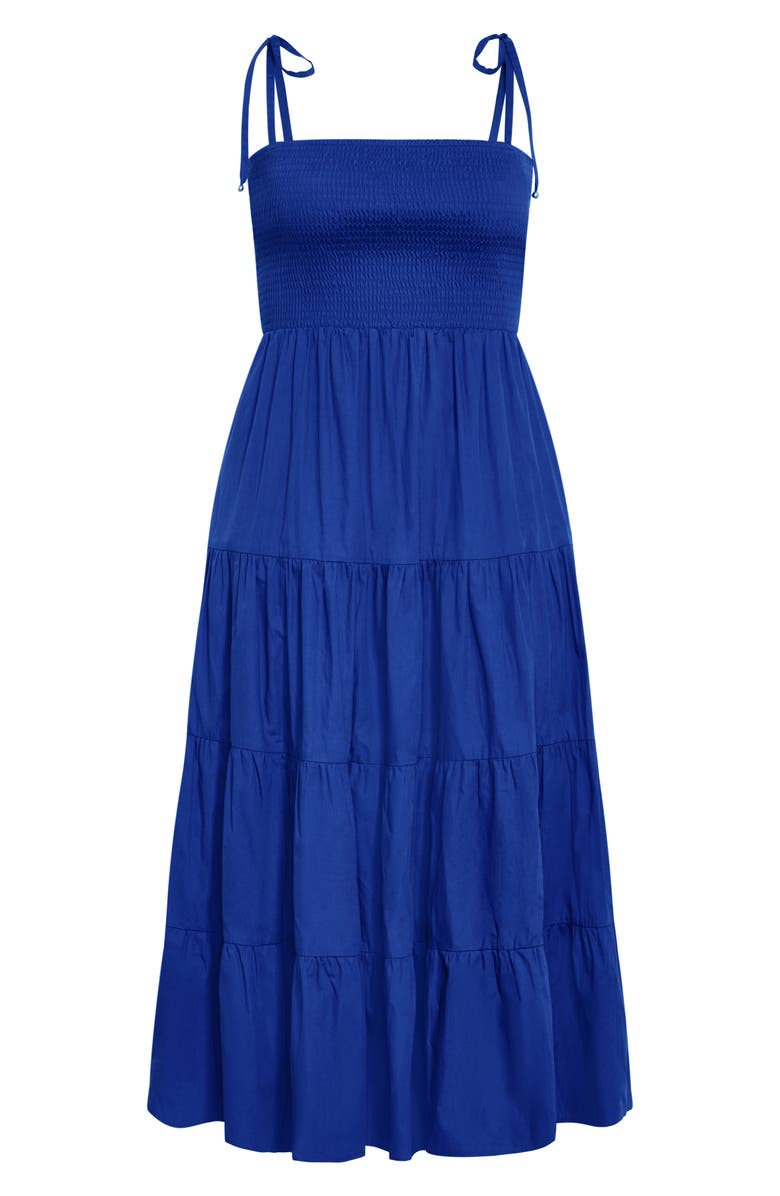 City Chic Marli Tie Strap Tiered Cotton Maxi Dress, Alternate, color, Lapis