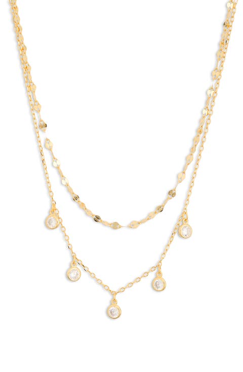 CZ Bezel Charm Chain Necklace