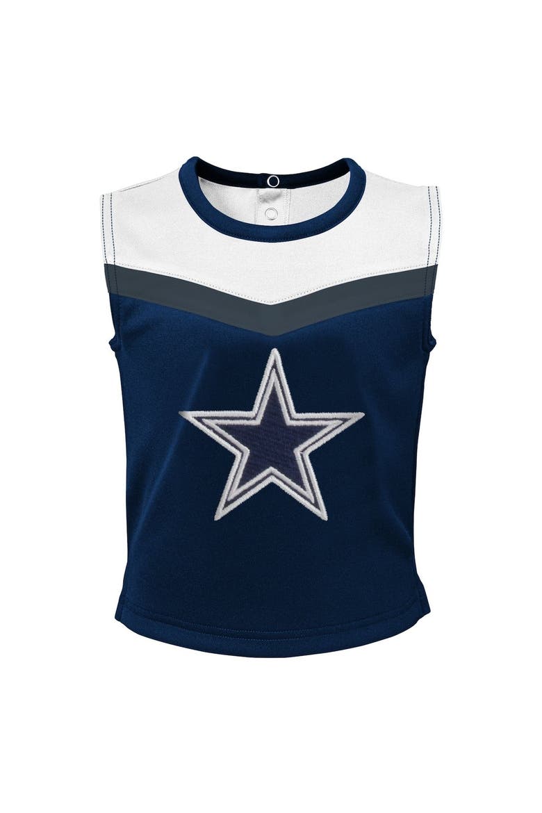Girls Toddler Navy Dallas Cowboys Spirit Cheer Two-Piece Cheerleader Set with Bloomers, Alternate, color, Navy