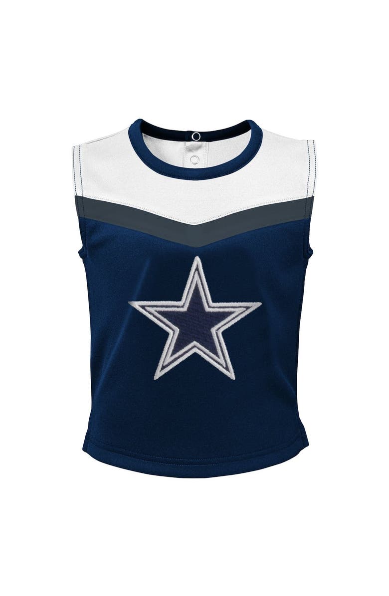 Outerstuff Girls Toddler Navy Dallas Cowboys Spirit Cheer Two-Piece Cheerleader Set with Bloomers, Alternate, color, Navy