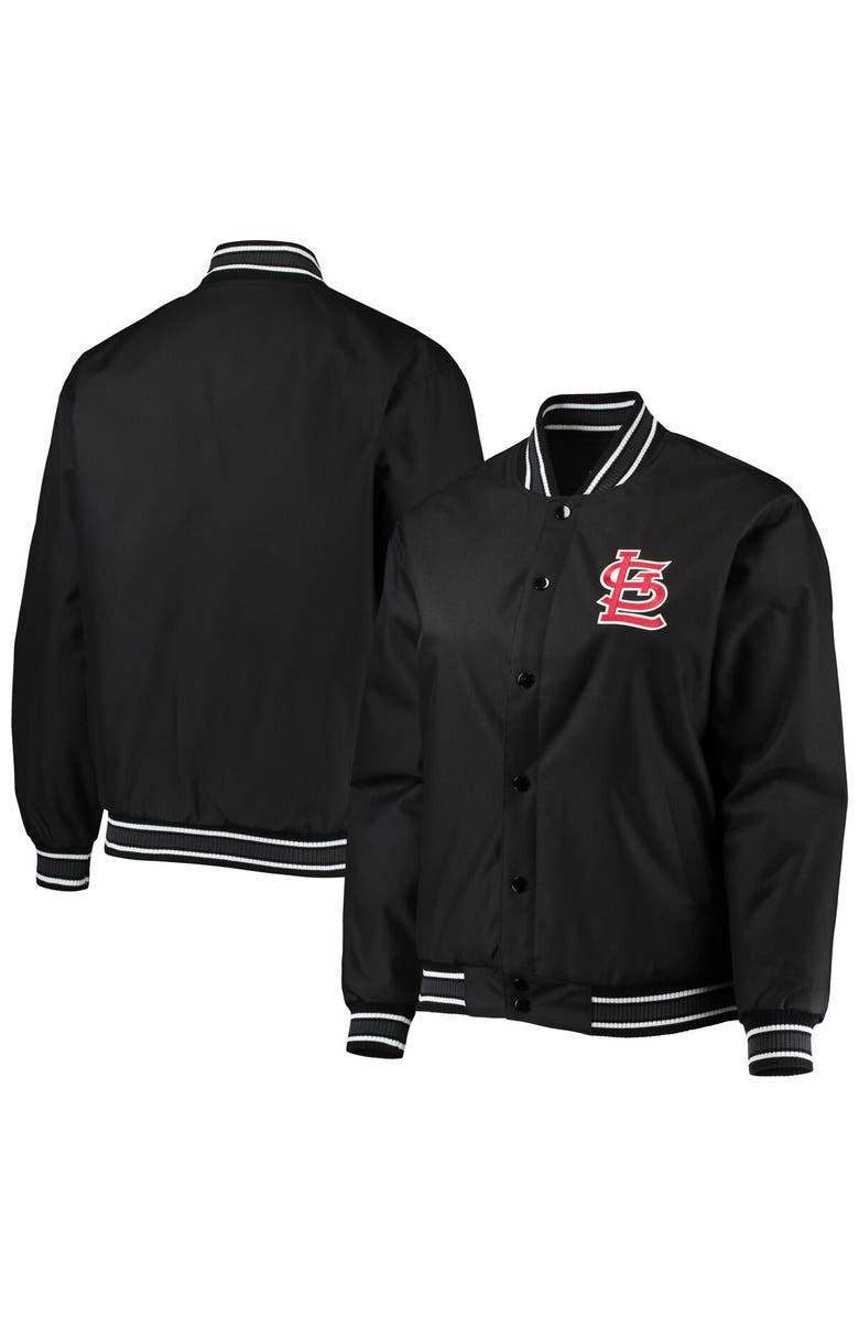 JH DESIGN Women's JH Design Black St. Louis Cardinals Plus Size Poly Twill Full-Snap Jacket, Main, color, Black