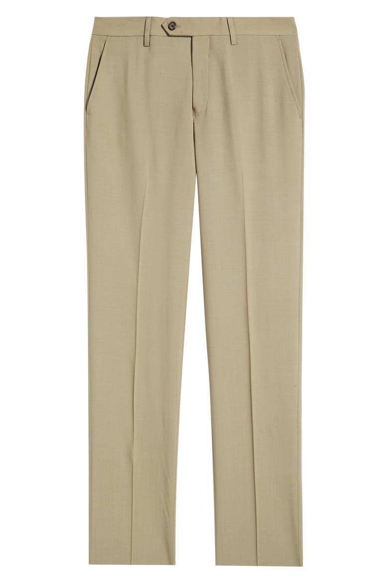 Flat Front Tropical Weight Wool Dress Pants, Alternate, color, TAUPE