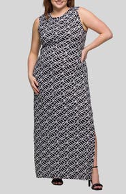 24seven Comfort Apparel Print Sleeveless Maxi Dress
