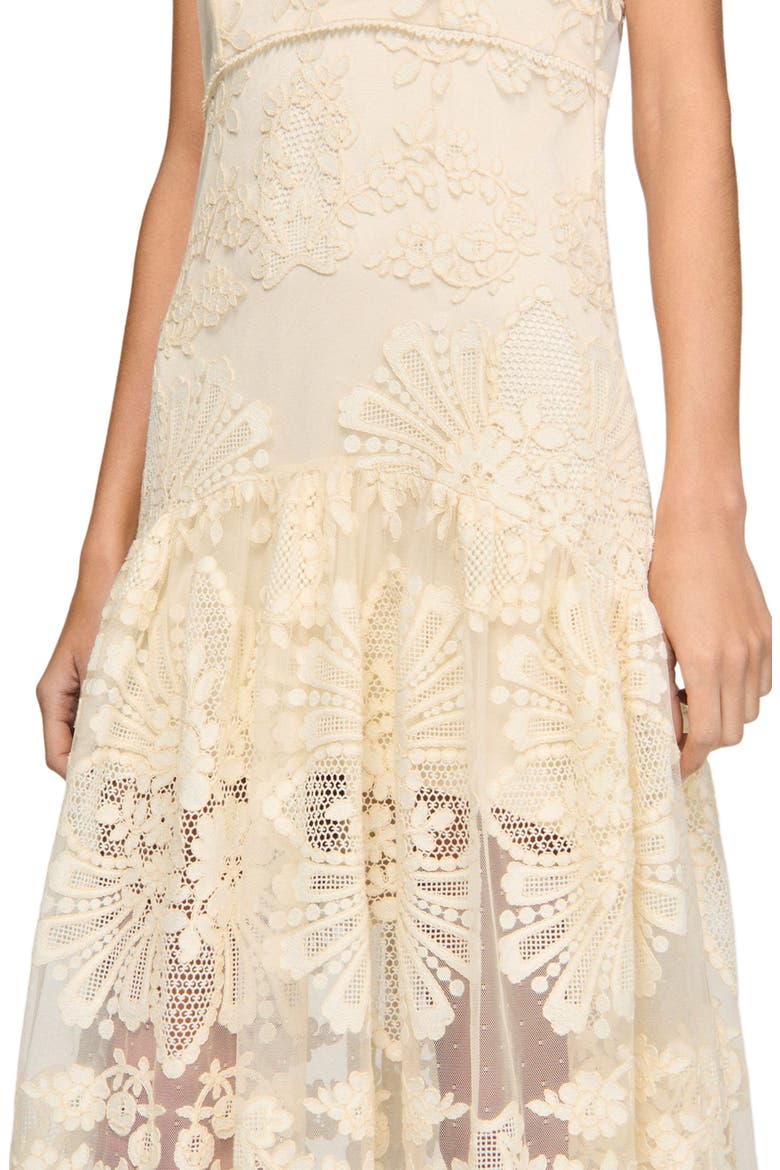 Floral cotton guipure maxi dress, Alternate, color, Vanilla