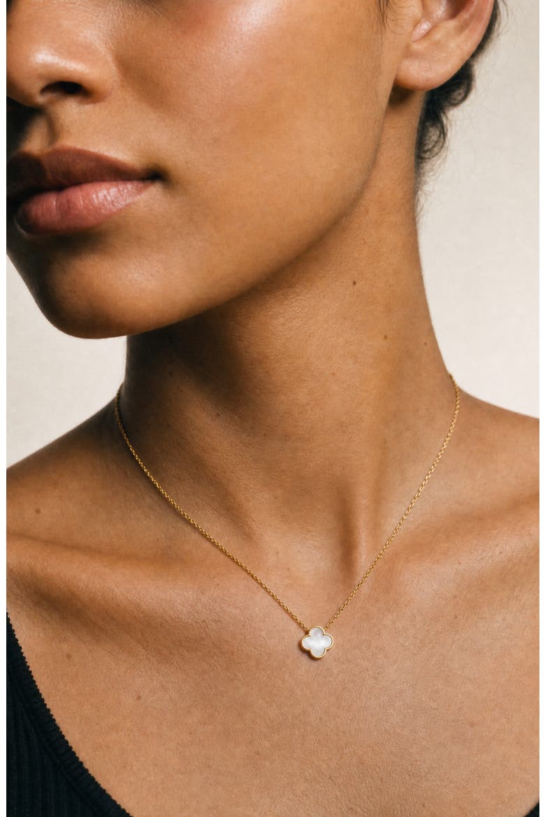 Mother-of-Pearl Clover Pendant Necklace, Alternate, color, GOLD/ MOP