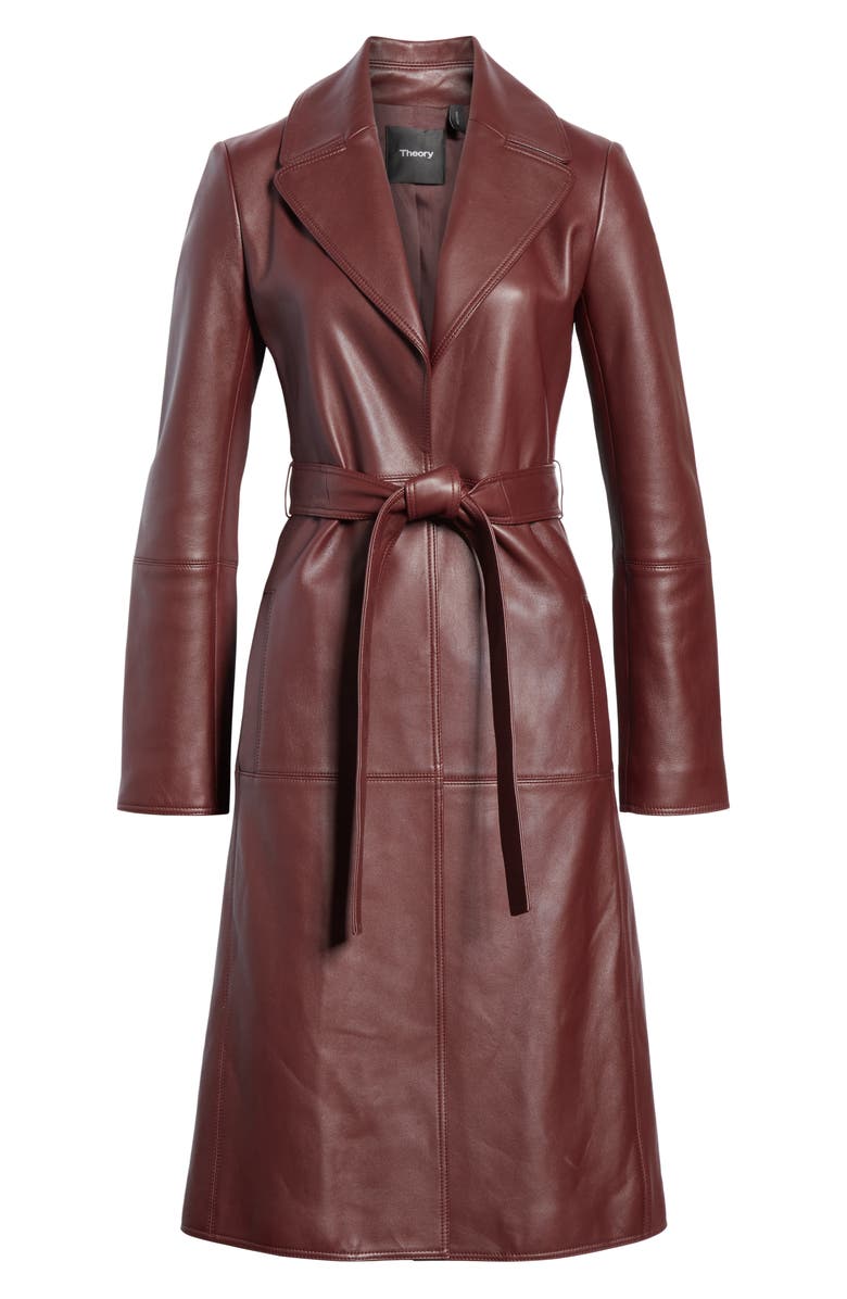 Theory Nappa Leather Trench Coat, Alternate, color, 
