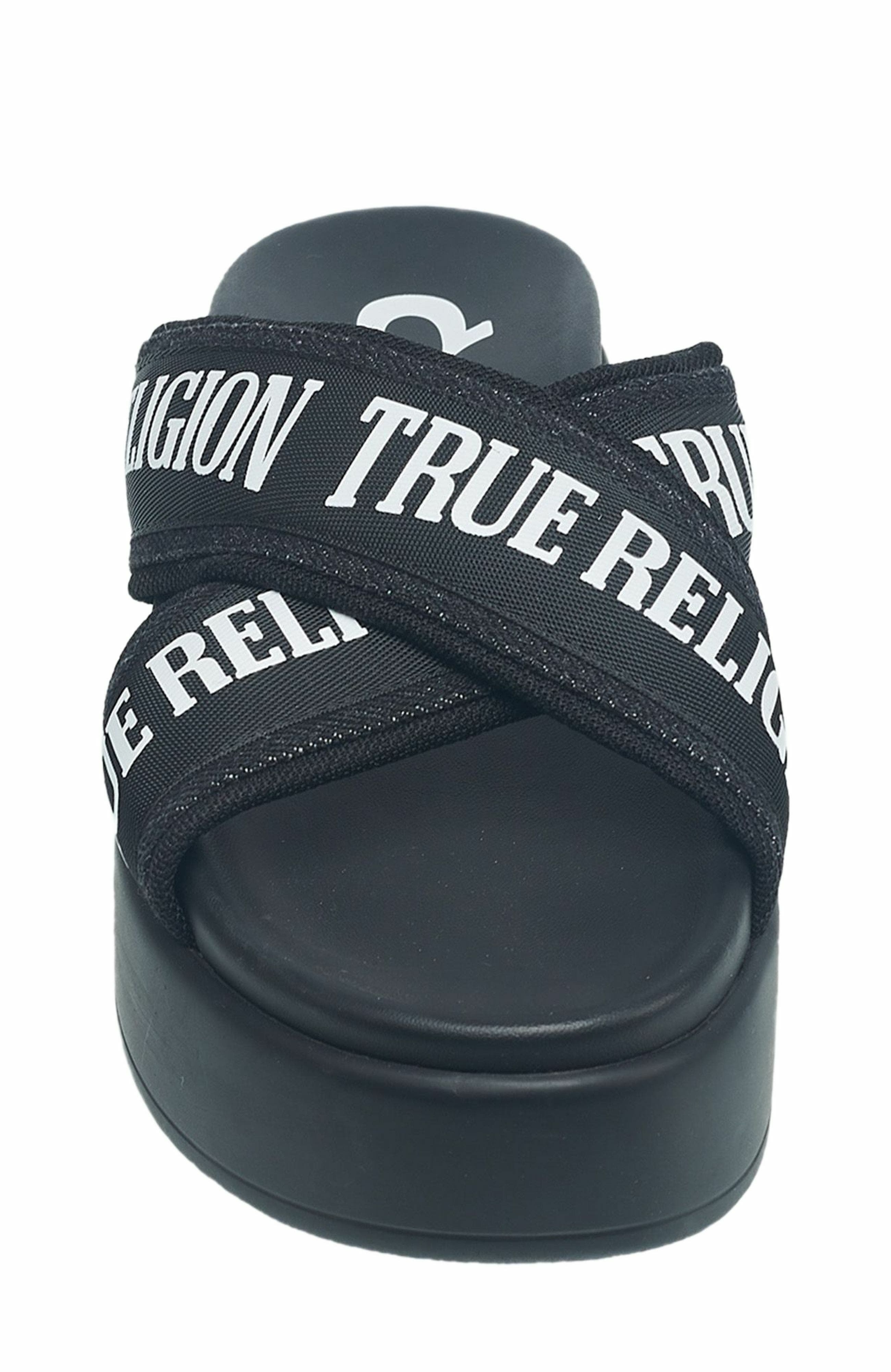 True Religion Alia Cross Strap Slip on Platform Sandal, Alternate, color, 