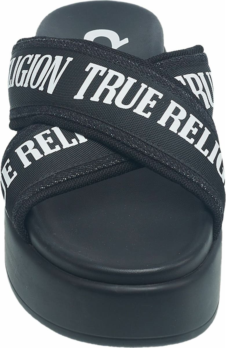 True Religion Alia Cross Strap Slip on Platform Sandal, Alternate, color,