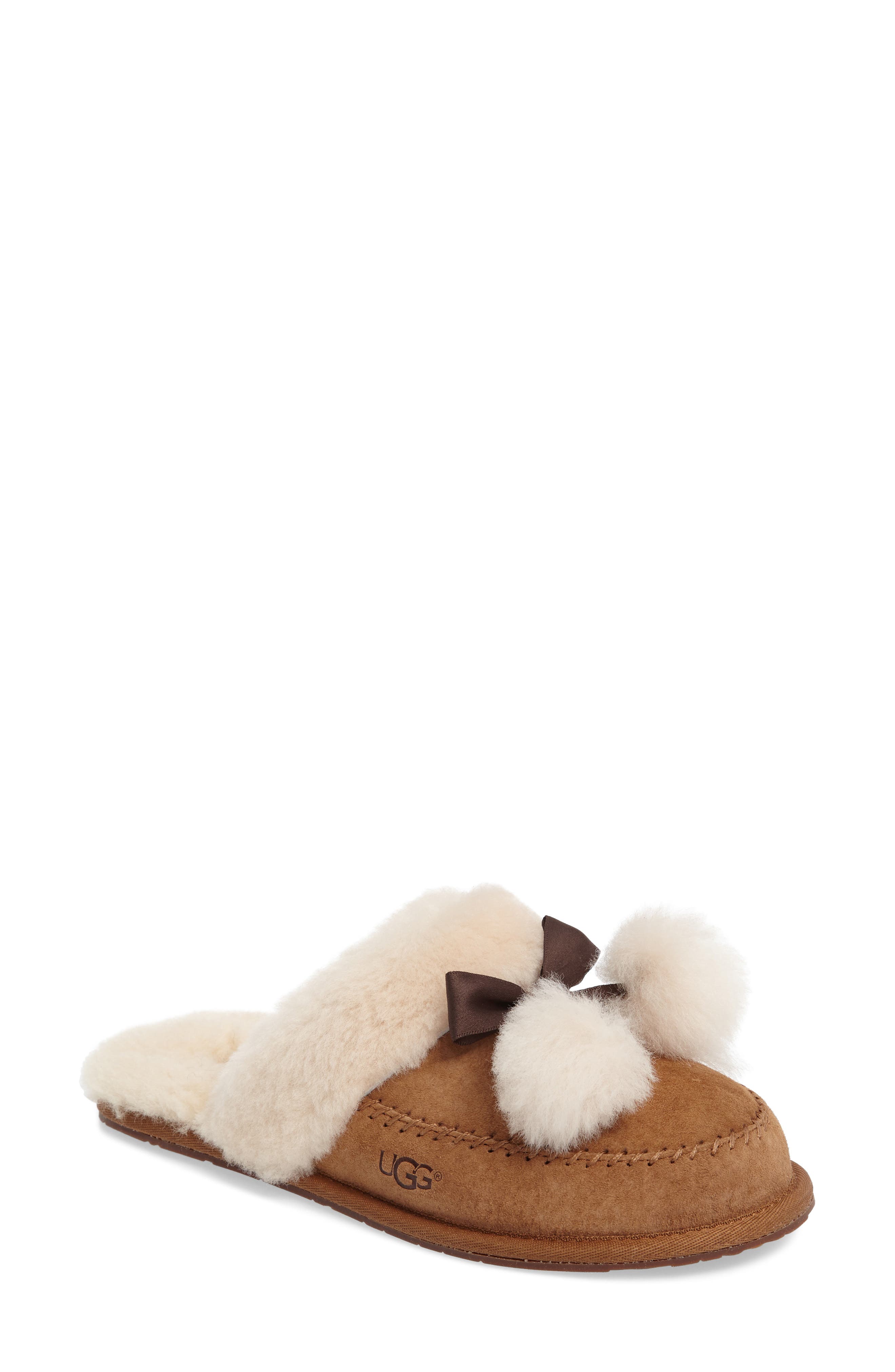 Hafnier Genuine Shearling Slipper, Main, color, CHESTNUT SUEDE