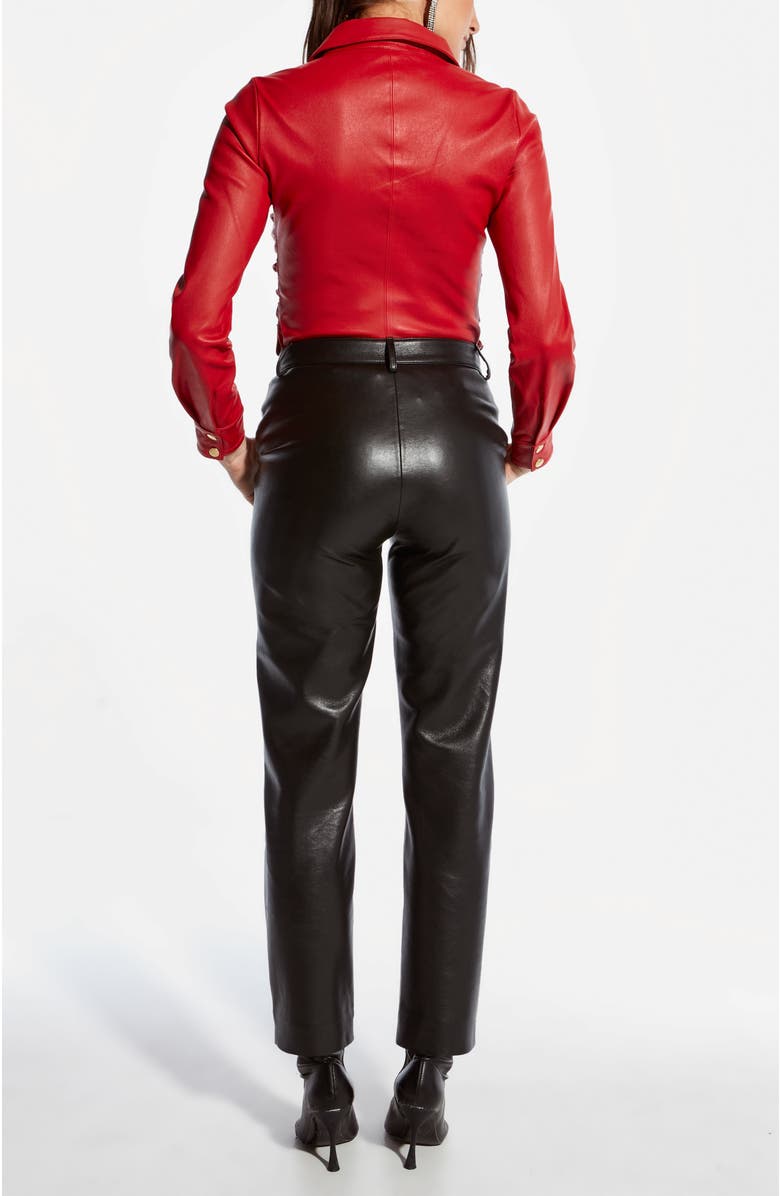 AS by DF Rouge Stretch Leather Blouse, Alternate, color, Coco Red