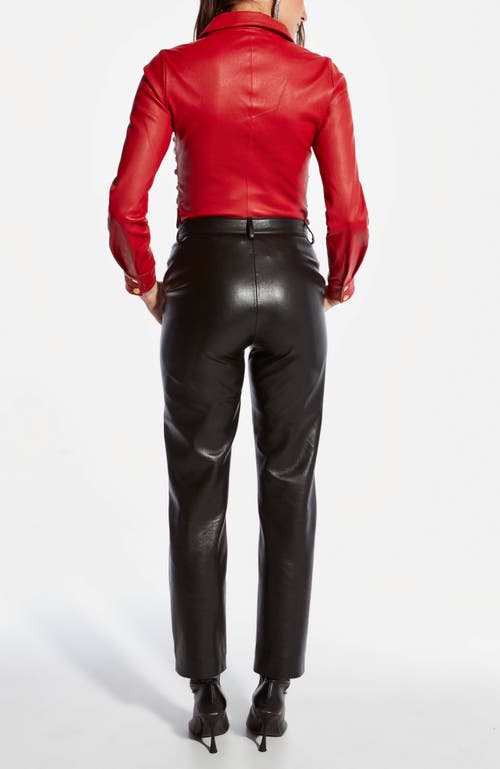 As By Df Rouge Stretch Leather Blouse