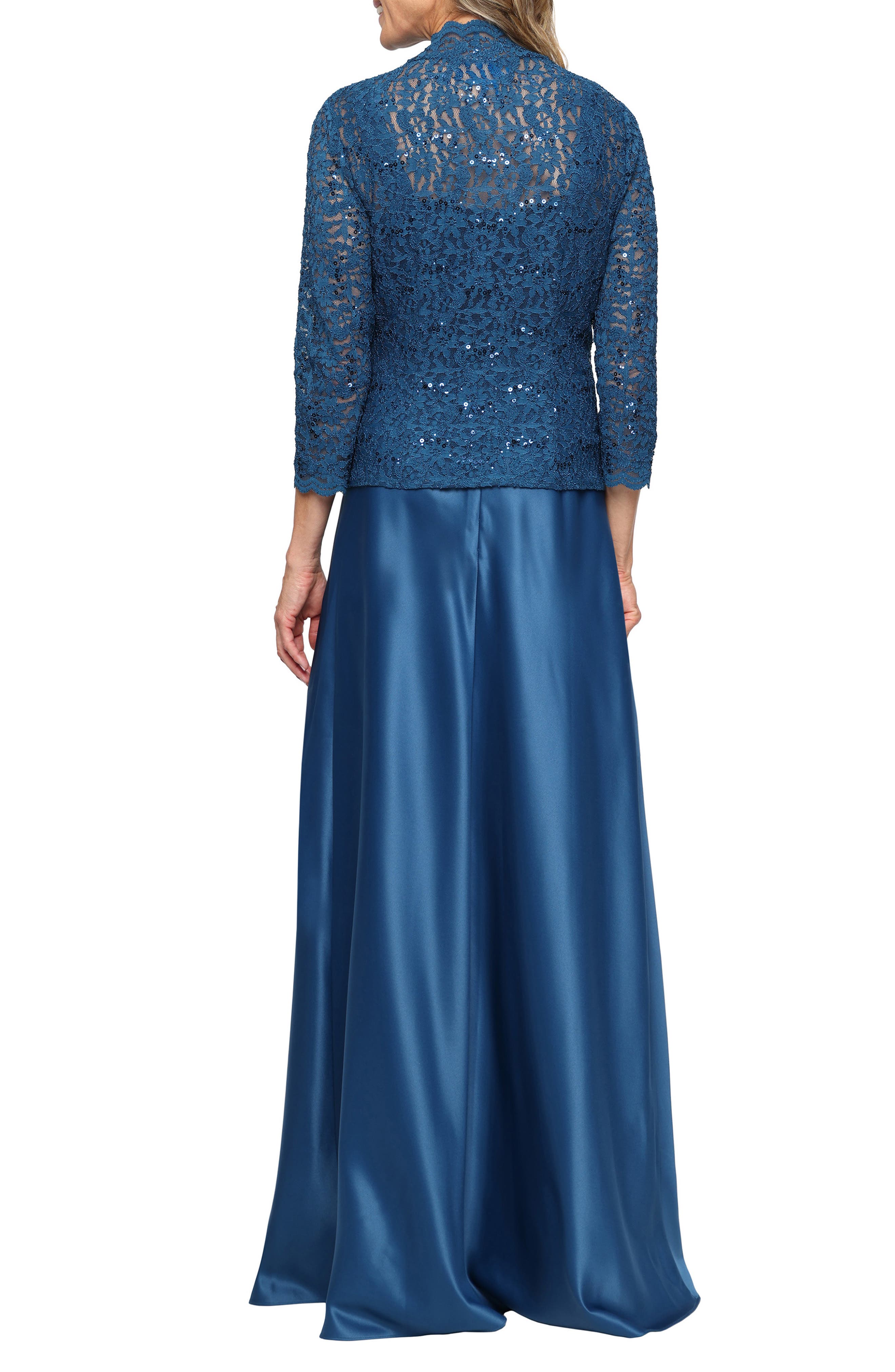 Sequin Lace & Satin Gown with Jacket - image 2