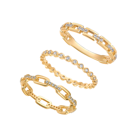 CZ Dainty Stacking Rings Combo Set