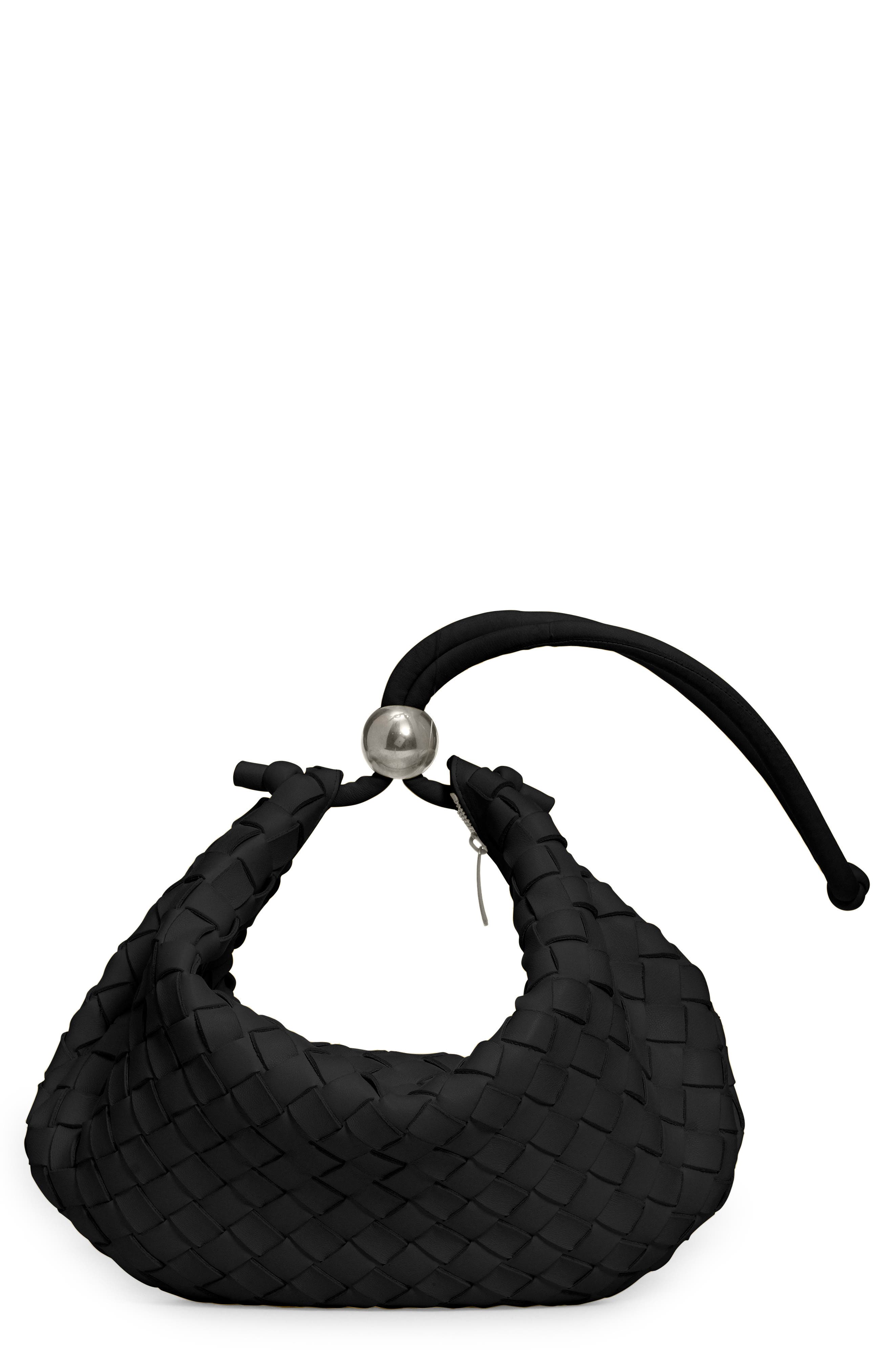 Bottega Veneta Medium Half Moon Woven Top Handle Bag, Main, color, 