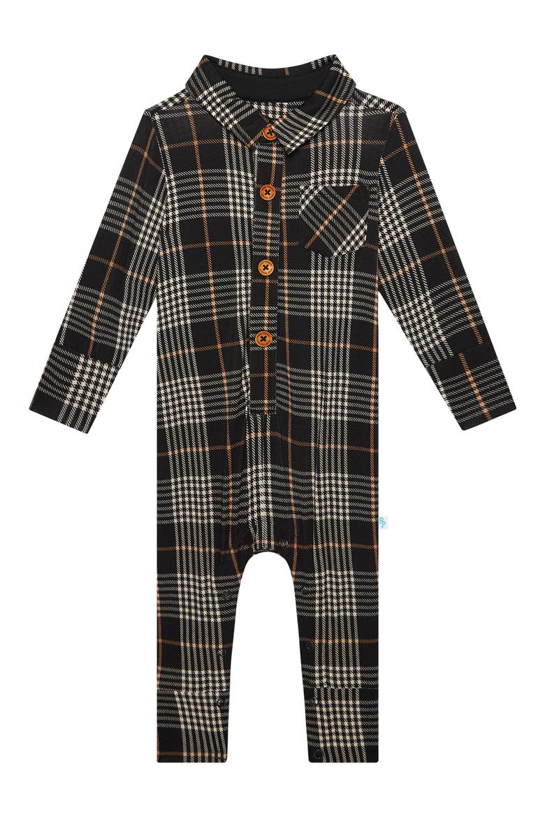 Kids' Sanders Plaid Long Sleeve Romper, Alternate, color, OXFORD