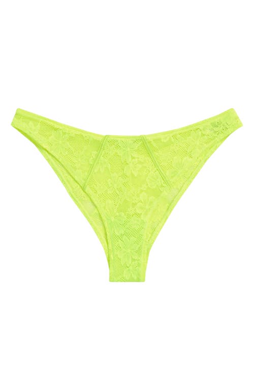 Fleur Du Mal Le Stretch Lace Thong Neon Yellow In Neon Yellow