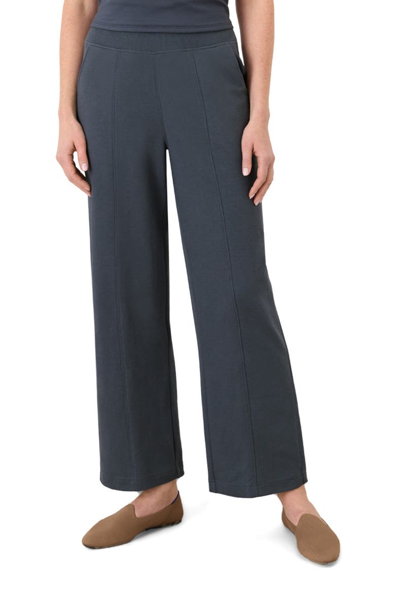Organic Cotton Airplane Pintuck Wide Leg Pant, Main, color, Steel Blue
