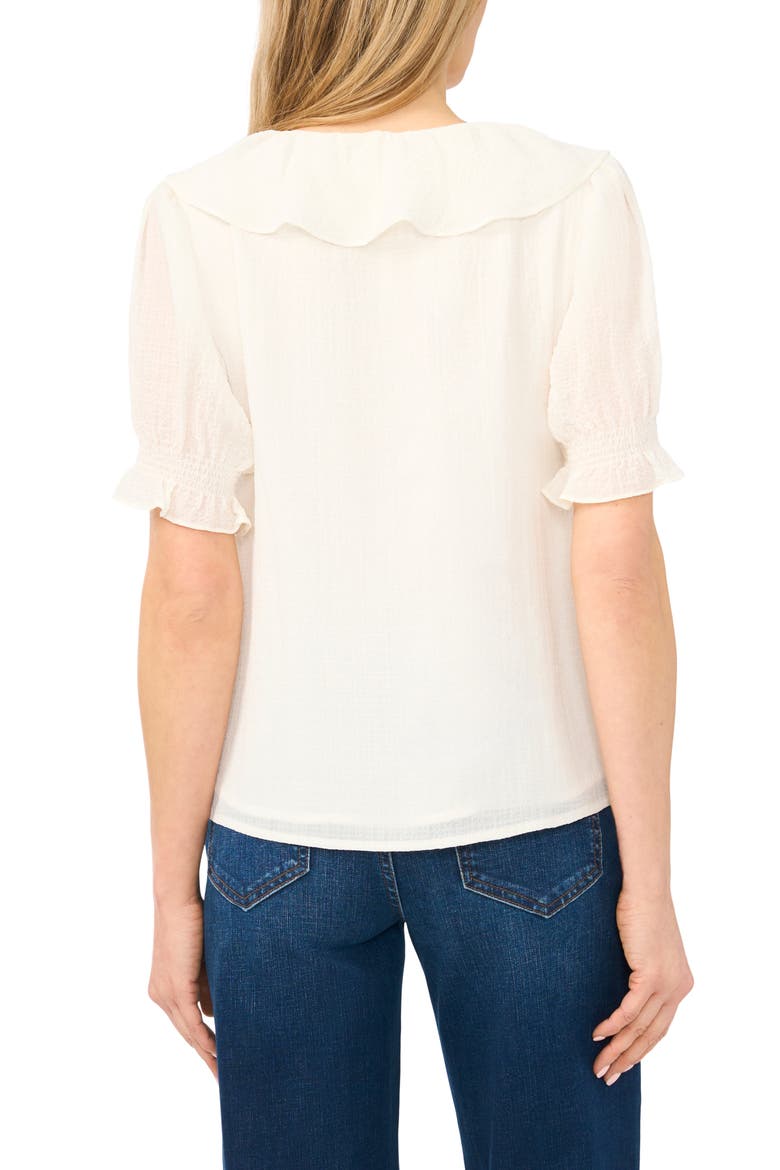 Ruffle Crepe Top, Alternate, color, NEW IVORY