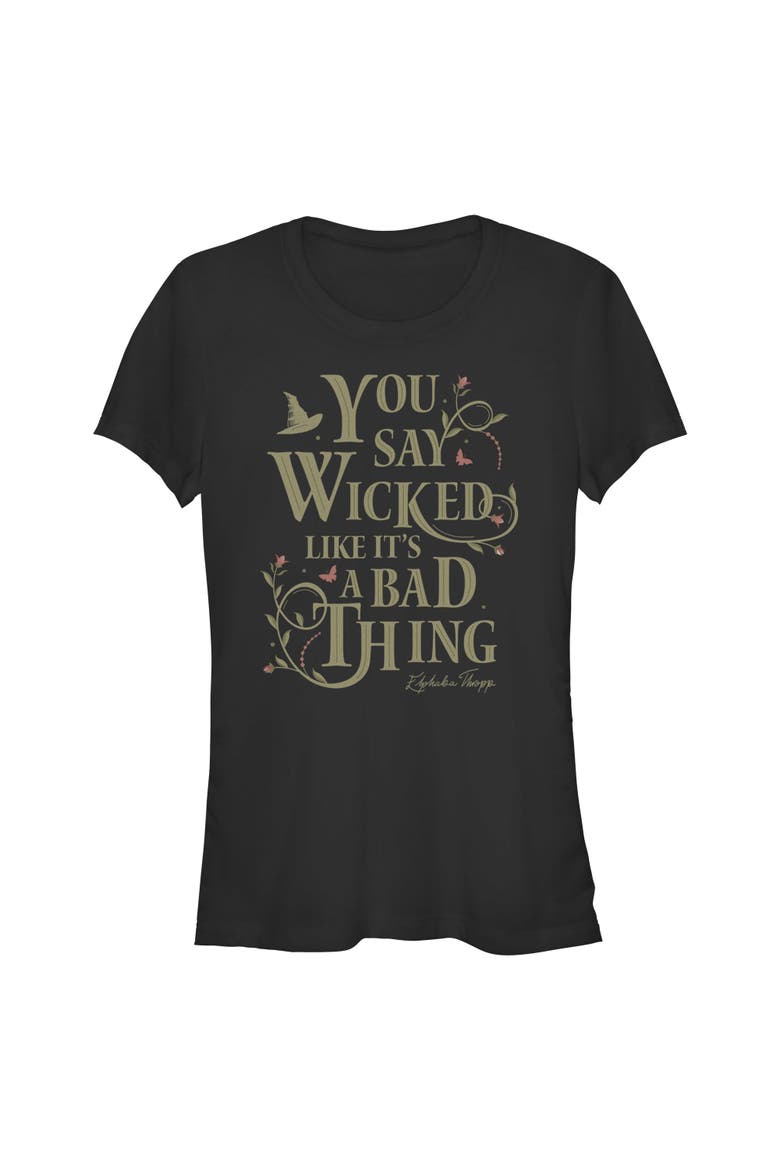 Junior's You Say It Like It's a Bad Thing Short Sleeve Graphic T-Shirt, Main, color, Black
