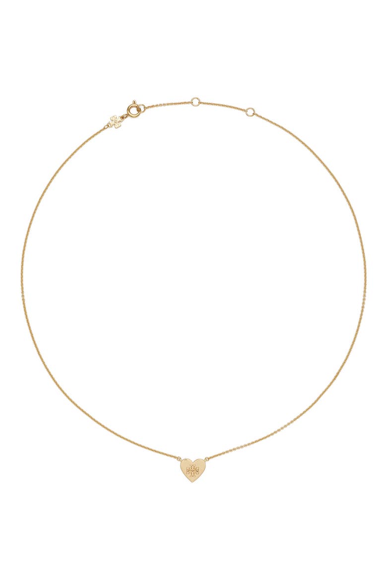 Forget Me Not Heart Pendant Necklace, Main, color, TORY GOLD