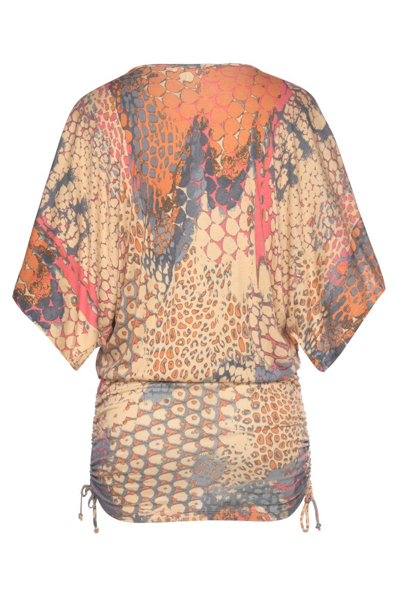 Ruched Drawstring Dress, Alternate, color, Orange Multi