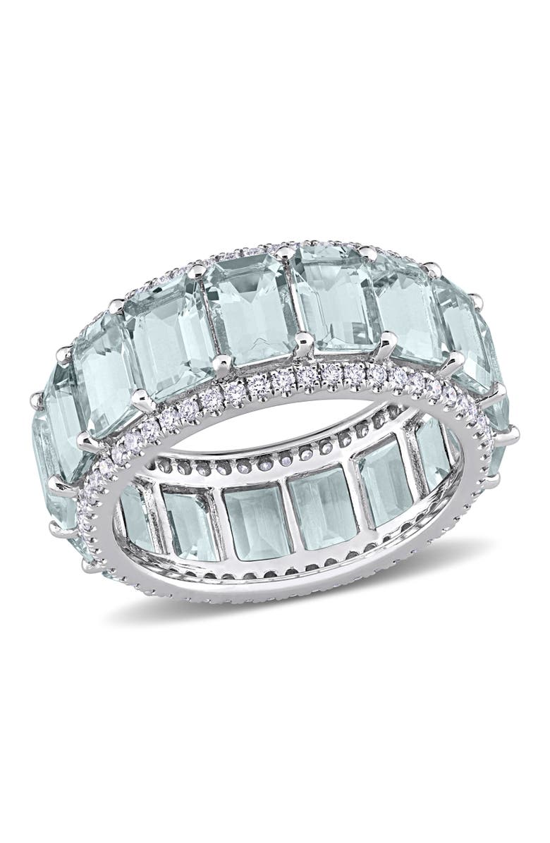 Julianna B. Gemstone & Diamond Eternity Ring 14k, Main, color, Aquamarine/White Gold