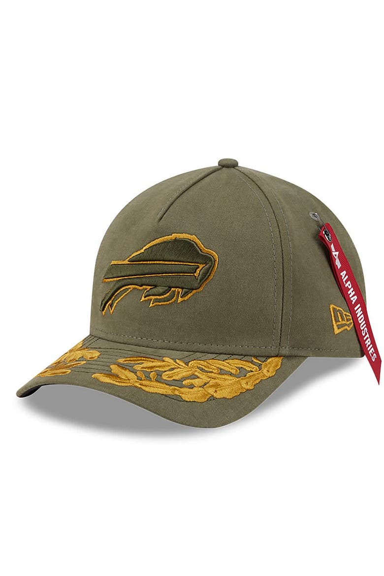 Men's New Era x Alpha Industries  Olive Buffalo Bills A-Frame 9FORTY Adjustable Hat, Main, color, Olive