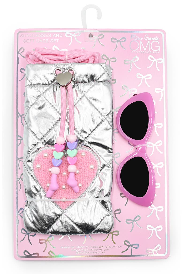 Kids' Sunglasses with Drawstring Case, Alternate, color, HOT PINK