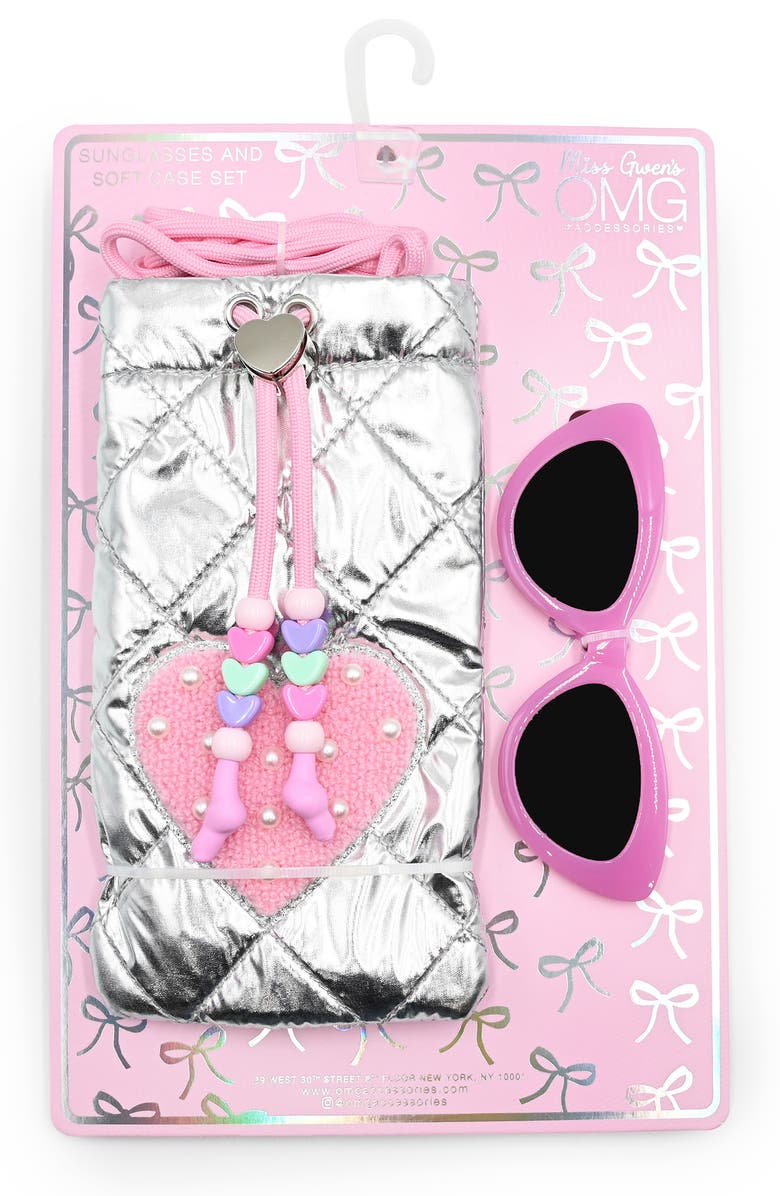 OMG Accessories Kids' Sunglasses with Drawstring Case, Alternate, color, Hot Pink