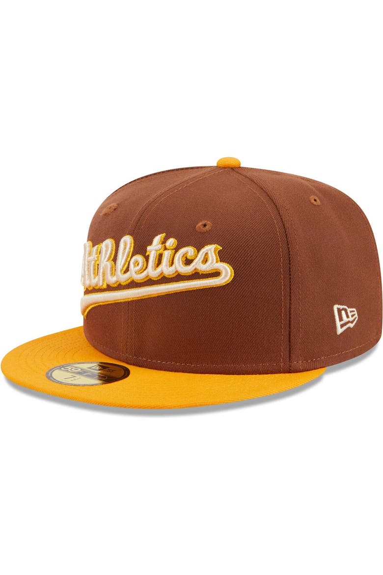Men's New Era Brown Oakland Athletics Tiramisu  59FIFTY Fitted Hat, Alternate, color, Brown