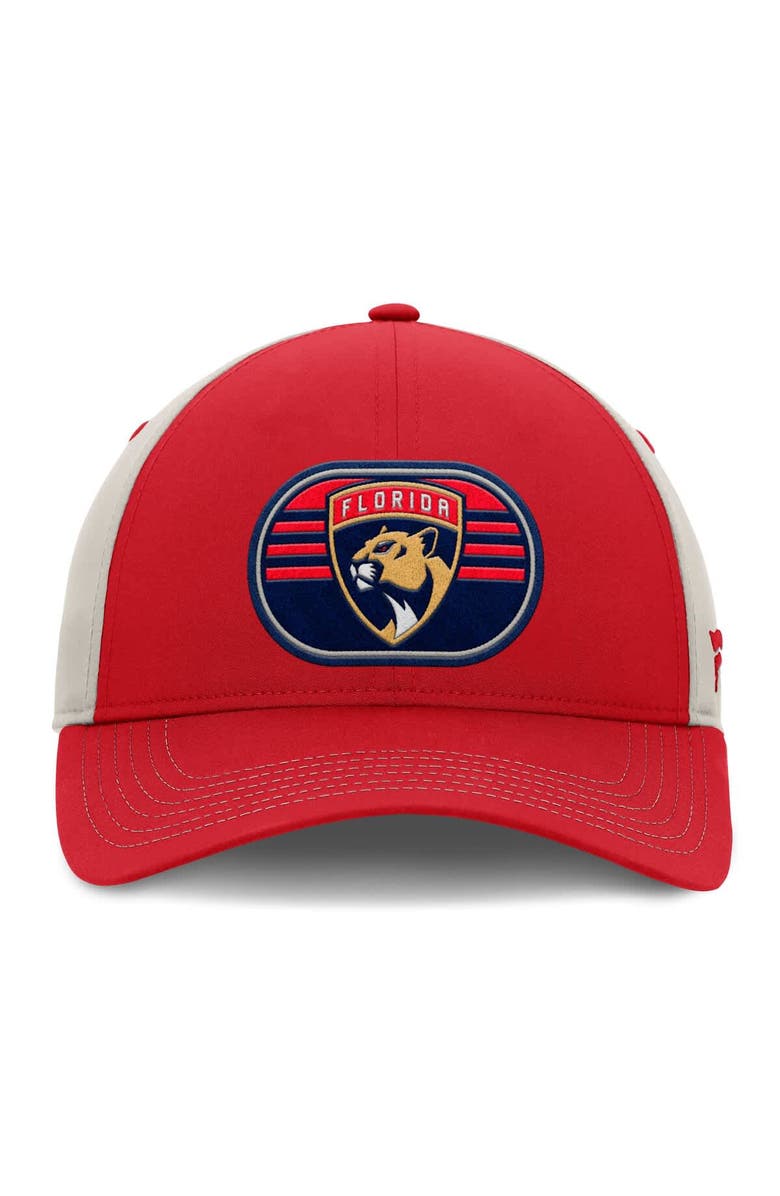 FANATICS Men's  Fanatics  Red/Gray Florida Panthers 2025 Stanley Cup Playoffs Locker Room Trucker Adjustable Hat, Alternate, color, 