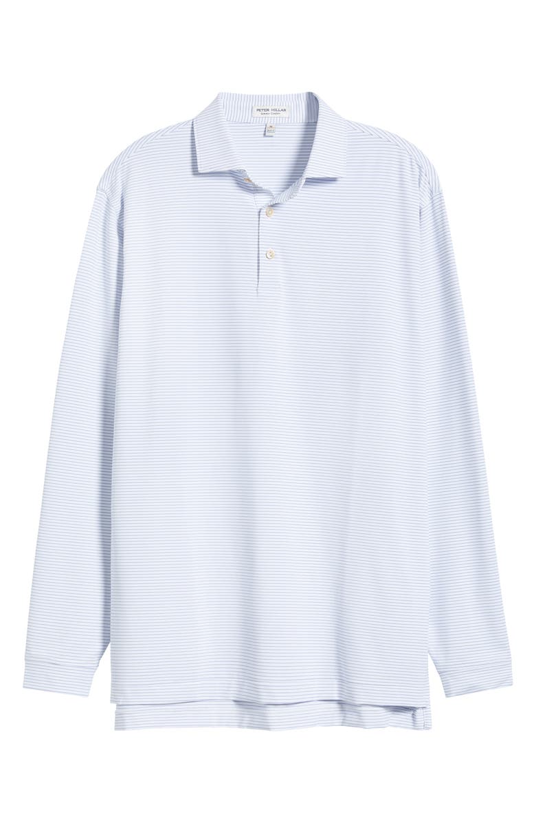 Peter Millar Highlands Pinstripe Long Sleeve Performance Polo, Alternate, color, 