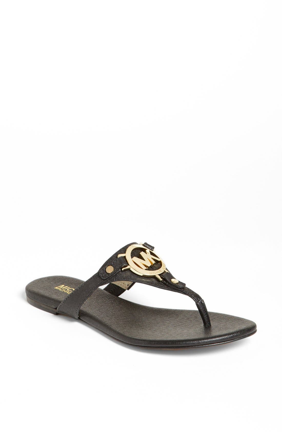 'Mackenzie' Sandal, Main, color, BLACK SAFFIANO