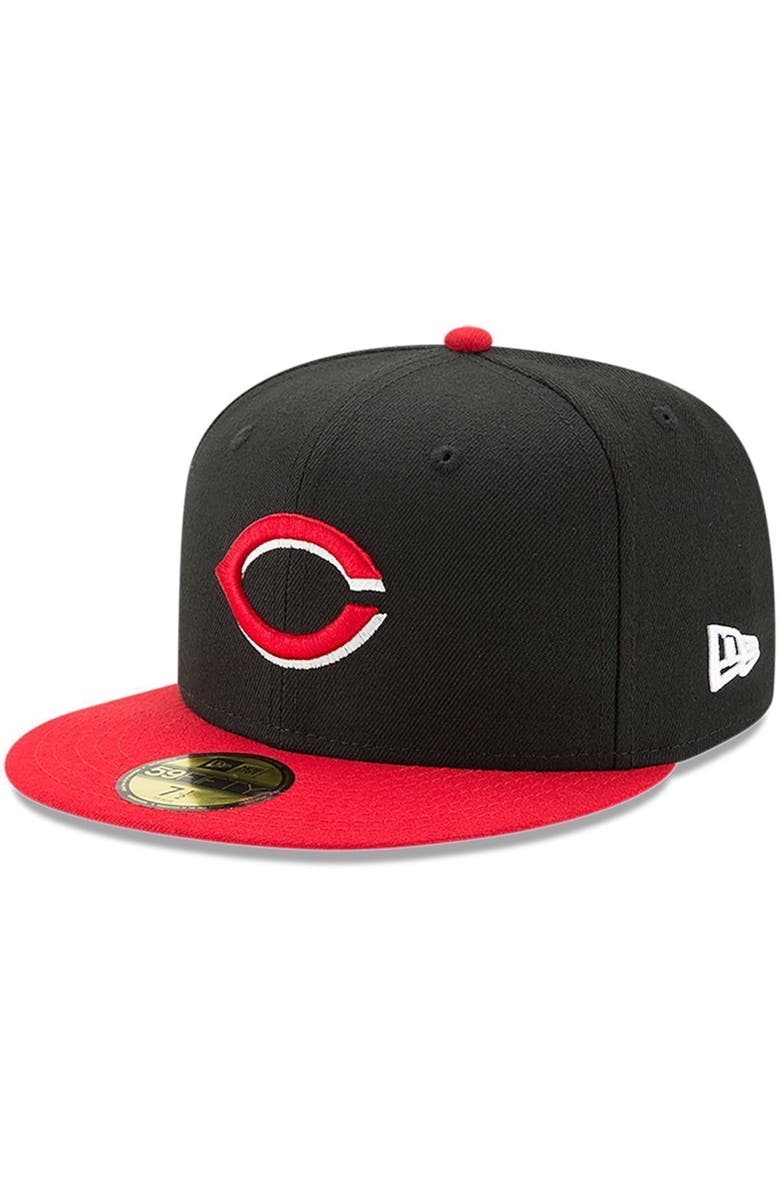 New Era Men's New Era Black/Red Cincinnati Reds Road Authentic Collection On-Field 59FIFTY Fitted Hat, Main, color, Black