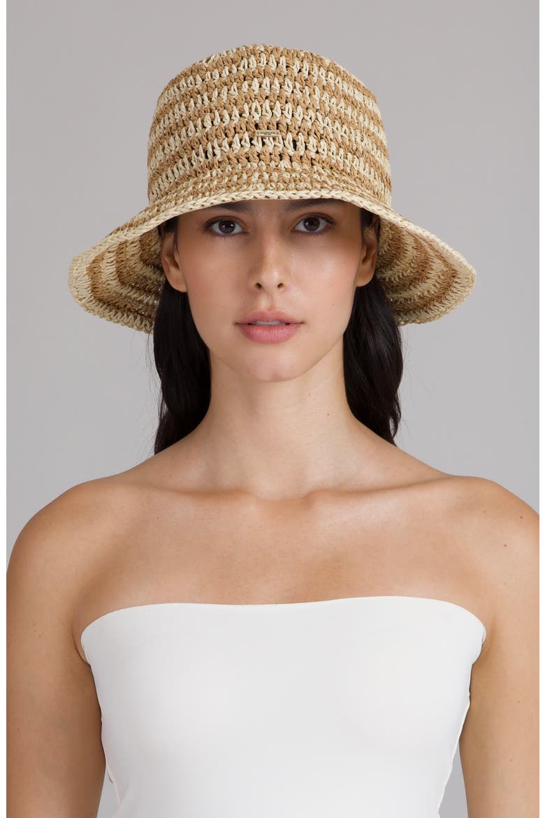 Jonah Crochet Straw Bucket Hat, Alternate, color, NATURAL/ CAMEL