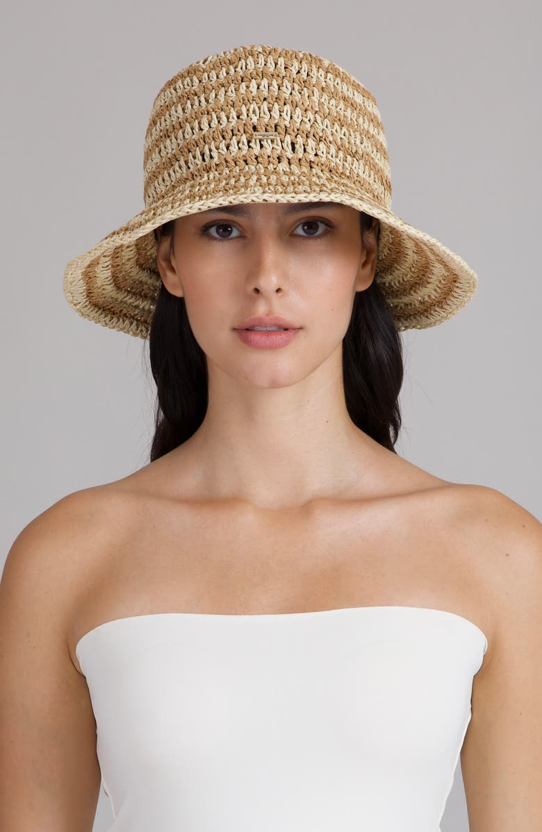 Eugenia Kim Jonah Crochet Straw Bucket Hat, Alternate, color, Natural/ Camel