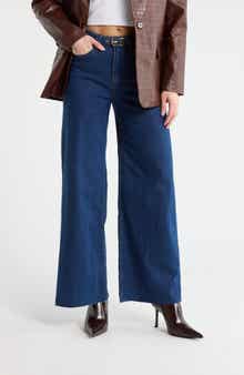 Vigoss Belted High Waist Wide Leg Palazzo Jeans