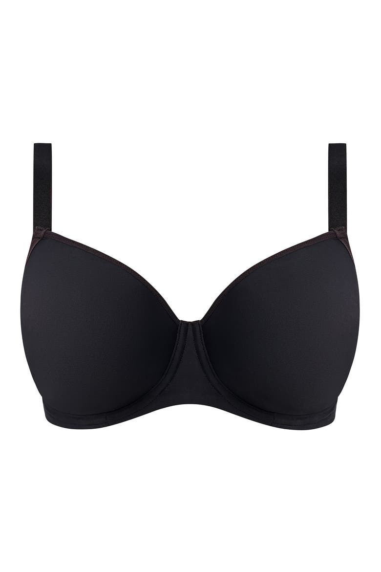Essentially Smooth Underwire Balconette Bra, Alternate, color, BLACK
