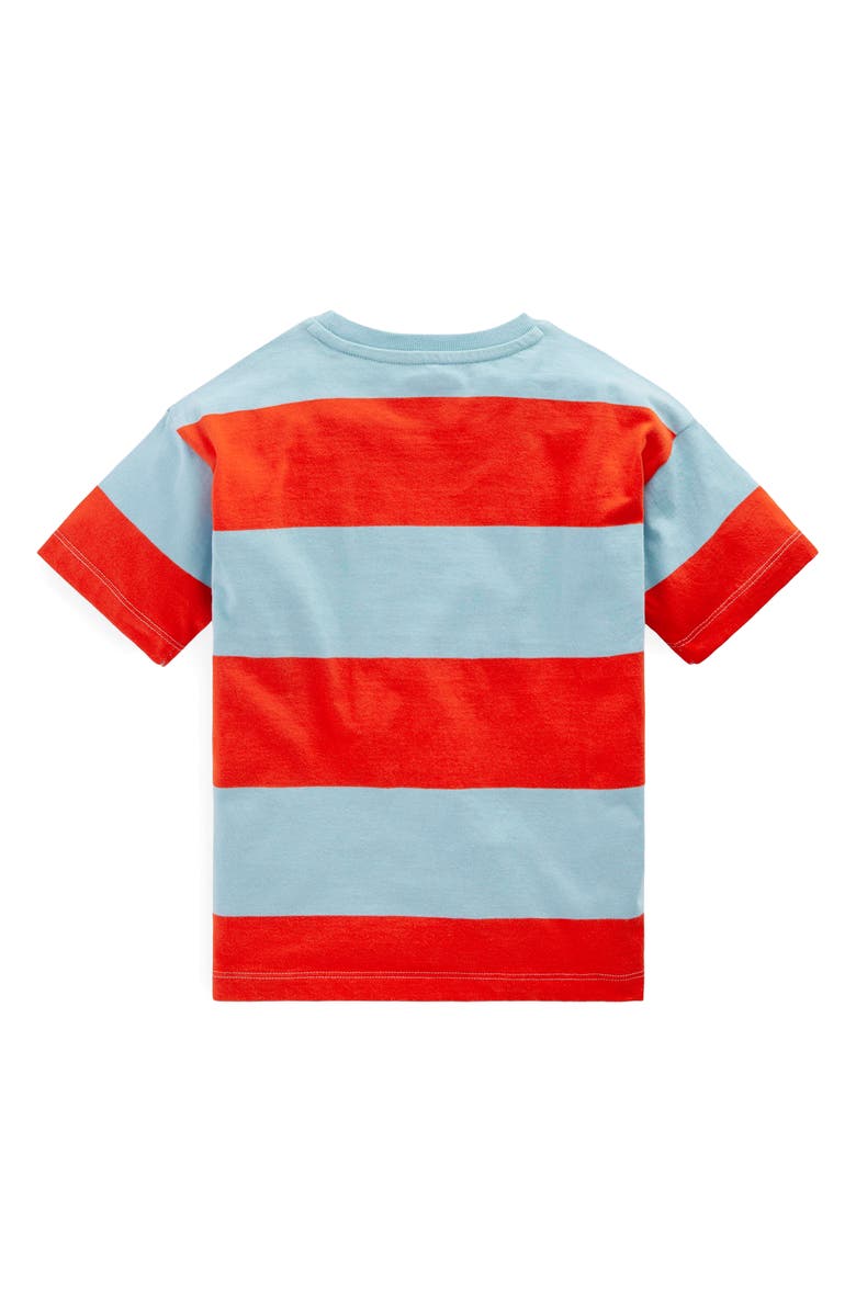 Mini Boden Kids' Stripe Construction Embroidered Cotton Graphic T-Shirt, Alternate, color, Forget-Me-Not/ Fiesta